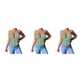 thumbnail image 4 of Sonducket Chaleco con escote en V profundo, camisola con tirantes finos, Top corto sin espalda para niñas, ropa de moda para vacaciones en la Verde XL 3Conjunto, 4 of 6