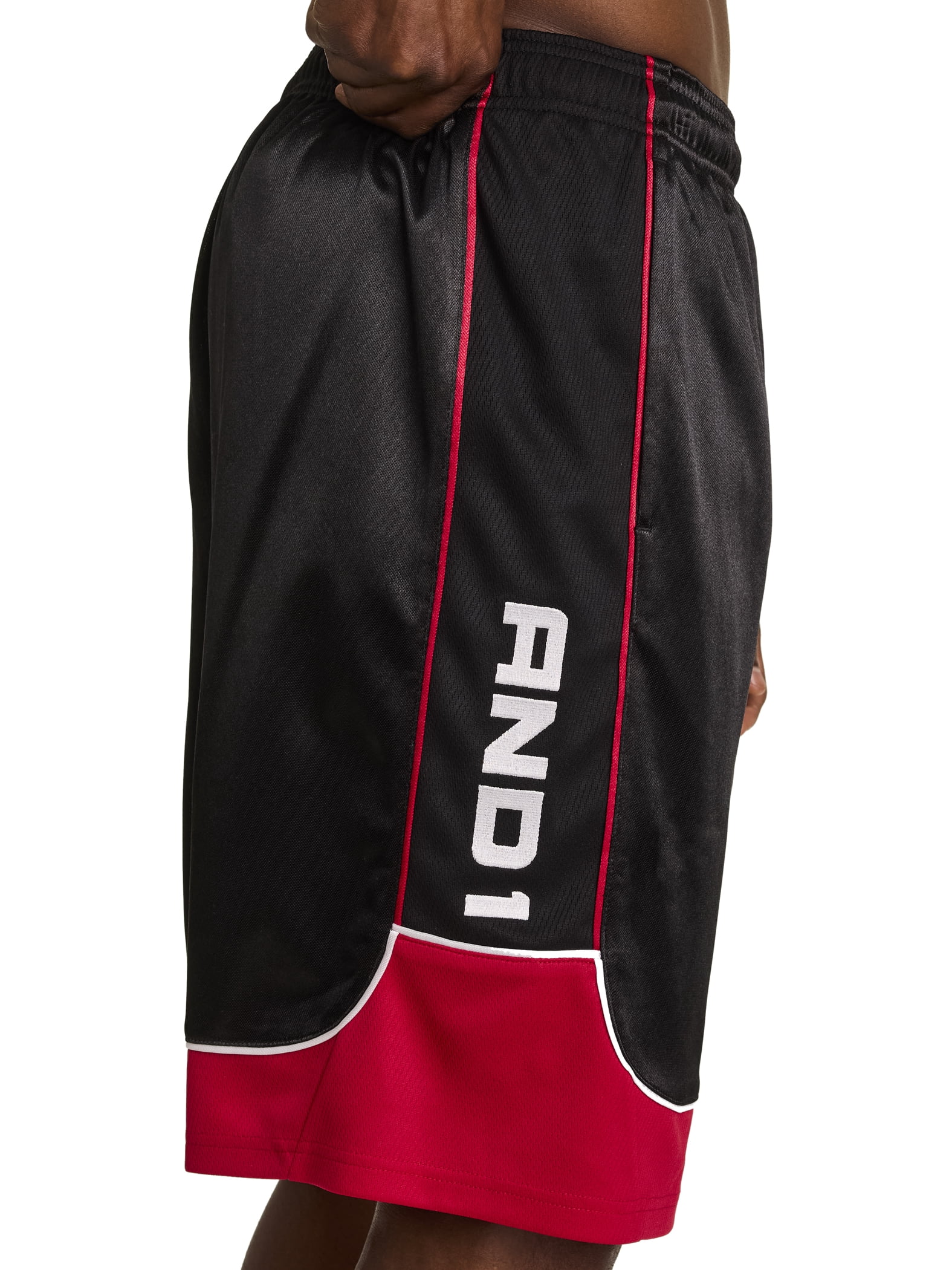 AND1 Men's and Big Men's All Court Colorblock Short, 11" inseam, up to Size 5XL