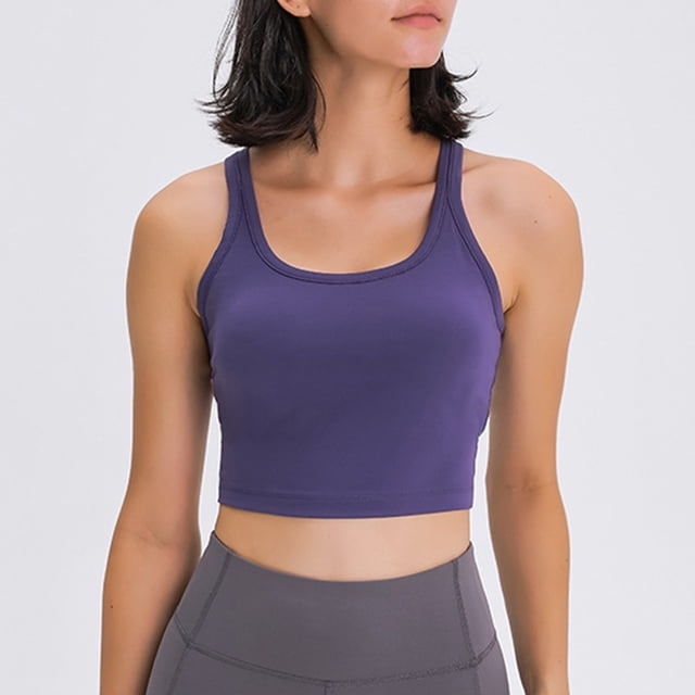 Yoga Bra, I Shaped Back Athletic Chest Pad Nylon Sports Bra For Yoga For Women ANGGREK Púrpura M