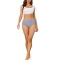 thumbnail image 2 of INSPIRE CHIC Women's Plus Size Laser Cut Mesh Soft High Waist Brief Solid Stretchy Underwear S Mid-Blue, 2 of 6