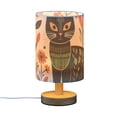 thumbnail image 2 of Flowers Leaves and Black Cat Table Lamp USB Bedside Desk Nightstand Lamp Printed Gifts Small Lamp Wood Base for Bedroom Living Room Kids Room College Dorm, 2 of 7
