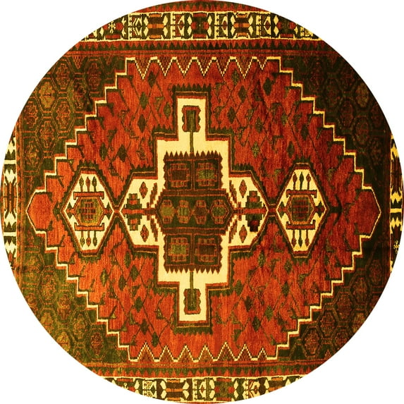 Ahgly Company Indoor Round Persian Yellow Traditional Area Rugs, 4' Round