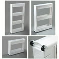 thumbnail image 2 of Basicwise Slim Storage Cart - 4 Tier Rolling Organizer Cabinet with Adjustable Shelves, Wheels, Freestanding, Fits Between Fridge and Counter, for Kitchen, Bathroom, Laundry, 4.75" W x 40.2" H, White, 2 of 5