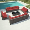 thumbnail image 4 of Gotland Outdoor Patio Furniture Set 14 Pieces Sectional Rattan Sofa Set PE Rattan Wicker Patio Conversation Set with Seat Cushions and Tempered Glass Table,red, 4 of 7