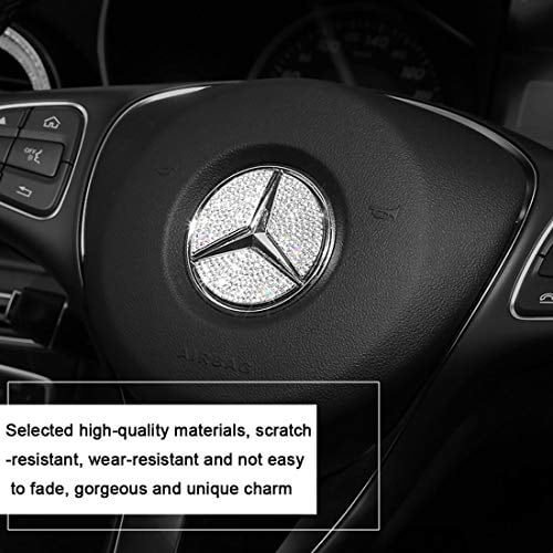 Compatible Steering Wheel Logo Caps for Mercedes Benz Accessories Parts Emblem Badge Bling Decorations W205 W212 W213 C117 C E S CLA GLA GLK Class Crystal Silver (49mm) - Walmart.com