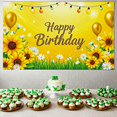 thumbnail image 5 of Sunflower Themed Happy Birthday Banner with Balloons Fairy Lights and Daisies Background Backdrop Party Decoration for Birthday Party Celebrations Photography Props and Home Decorations, 5 of 7