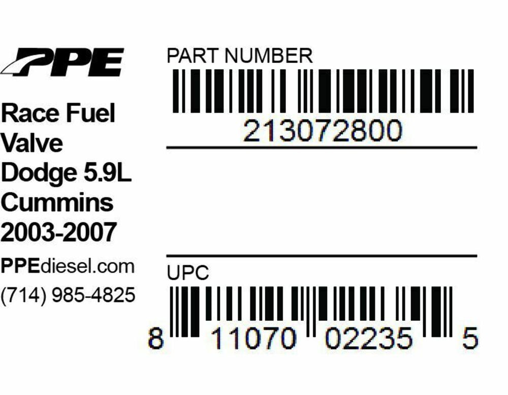 213072800 PPE Race Fuel Valve for 2003 2004 2005 2006 2007 Dodge 5.9L Cummins Diesel 