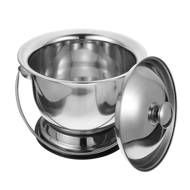 veasfak Pot de Nuit avec Couvercle Chambre en Acier Inoxydable Étanches aux Éclaboussures Pots de Lit d'Intérieur