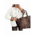 thumbnail image 2 of Women Quilted Jacket Oversized Leopard Lined Puffer Jacket Button Down Padded Coat Milky M, 2 of 9