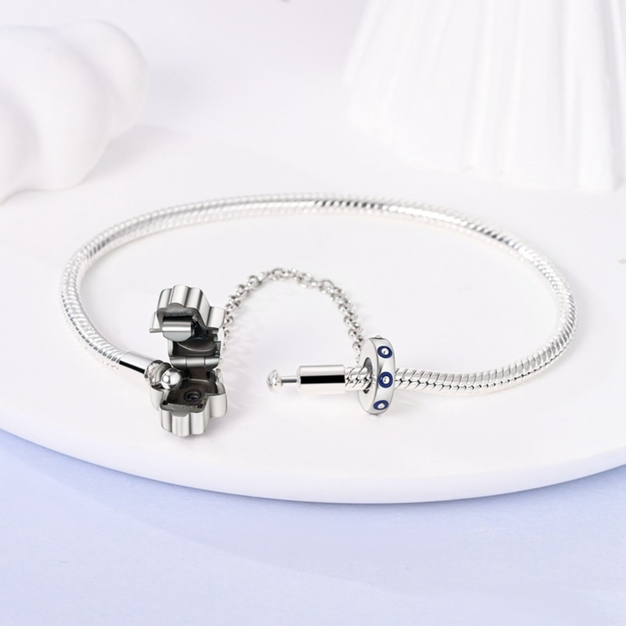 Alscharm 925 Sterling Silver Snake Chain Bracelet Charms Bracelets for Women Girls Gifts for Her