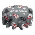 thumbnail image 4 of Gray Christmas Snowman Pattern Round Tablecloth 60"x60",Wrinkle Wipeable Table Cloth for Kitchen Dining Room Picnic Patio Party, 4 of 6
