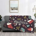 thumbnail image 2 of Honeii Merry Christmas print throw blanket, crafted from cozy cotton flannel, offers versatile home decor as a bedding suitable for all seasons.-, 2 of 6