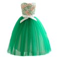thumbnail image 3 of Embroidered Princess Dress Toddler Sleeveless Bowknot A-Line Tulle Tutu Dresses Baby Girl Princess Birthday Party Ball Gown, Green, 2 Years, 3 of 4
