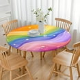 thumbnail image 3 of Rainbow Tie Dye Wave Pattern Round Fitted Tablecloth with Elastic Edge,Dining Table Cover Waterproof,Outdoor Round Tablecloth for Camping,Dining,Indoor and Outdoor, 3 of 7