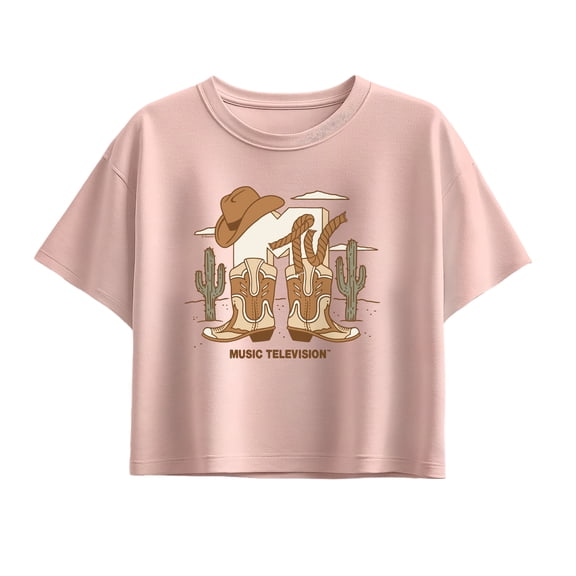 MTV - Cowboy Logo Short Sleeve Boxy Graphic T-Shirt