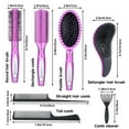 thumbnail image 2 of Abaima 7 Pcs Hair Brush and Comb Set Round Brush Paddle Brush Detangle Hair Brush and Combs Wet Dry Brush for Women Men Hair Styling(Purple 7), 2 of 8