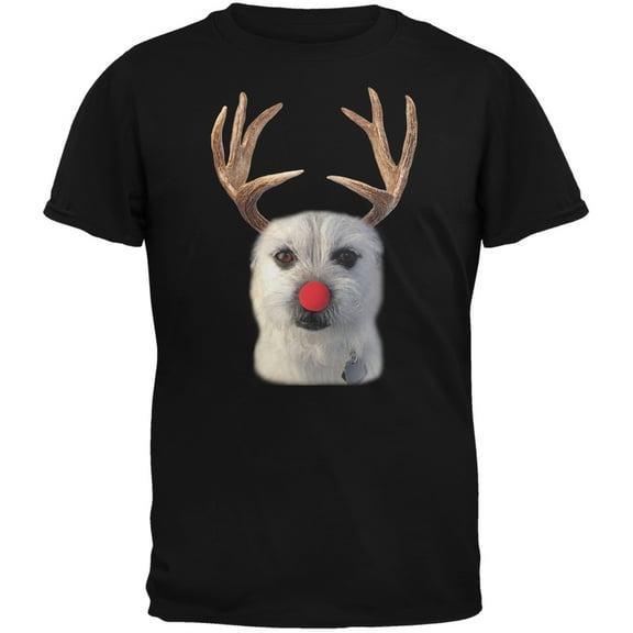 Funny Reindeer Dog Ugly Christmas Sweater Black Youth T-Shirt