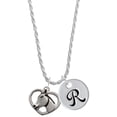 thumbnail image 1 of Delight Jewelry Silvertone Heart with Horse Head Silvertone Script Initial Disc - R - Charm Necklace, 20"+3", 1 of 4