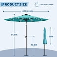 thumbnail image 2 of 10FT Solar Patio Umbrella with 32 LED Lights – UV Protection, 8 Sturdy Ribs – Crank Lift, Push Button Tilt – Outdoor Market Table Umbrella for Patio, Garden, Pool, 2 of 7