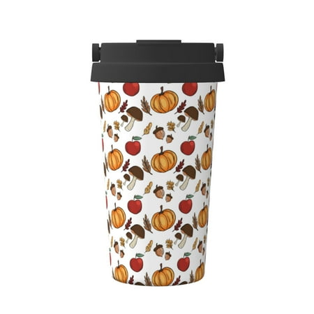 

KLL Maple leaf nut Mushroom Pattern Stainless Steel Vacuum Insulated Tumbler - Carry Insulated Coffee Mug - Reusable Insulated Cold Brew Iced Coffee Cup Thermos