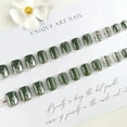 thumbnail image 4 of Press on Nails Short Square Fake Nails Glossy Glue on Nails Green Ombre Acrylic Nails Squoval Summer Cute Artificial Nails Spring Grass Leaf Stick on False Nails with Design 24 pcs 04619Green 0.04, 4 of 4