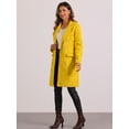 thumbnail image 4 of DARING DIVA Women's Notched Lapel Double Breasted Midi Long Winter Coats Yellow XS, 4 of 6