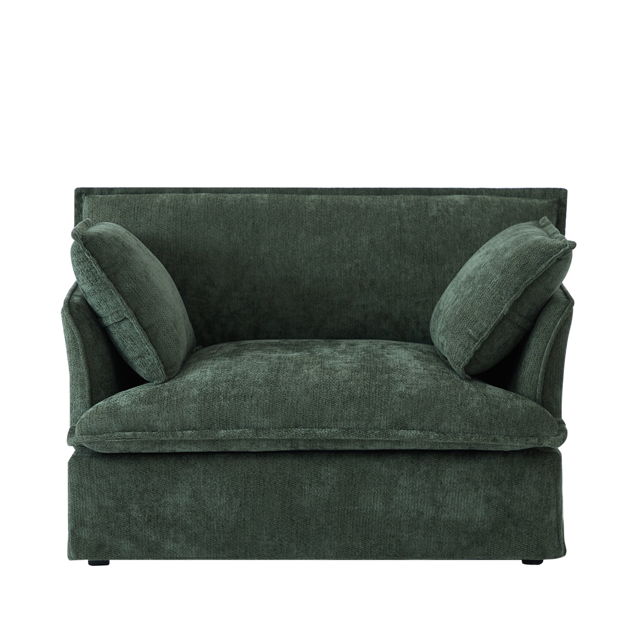 Noble House Genrix 47" Oversized Chenille Accent Chair with Charging Ports, Comfy Armchair for Living Room, Green