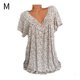 thumbnail image 1 of Camiseta de mujer con cuello en V, manga corta, camiseta de verano informal estampada, beige, M seitruly AP001653-50, 1 of 5