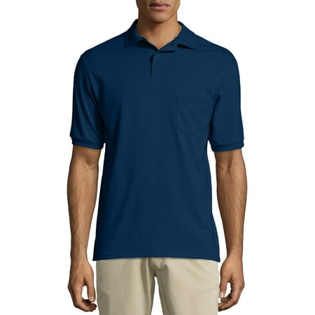 Hanes Men's comfortblend ecosmart jersey polo with (Best Way To Wash Polo Shirts)