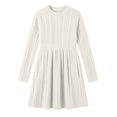thumbnail image 2 of WGIZCVO Girls Long Sleeve Dresses Ribbed Knit Fall Winter Dress Crew Neck Casual A Line Dress with Pocket, 2 of 8