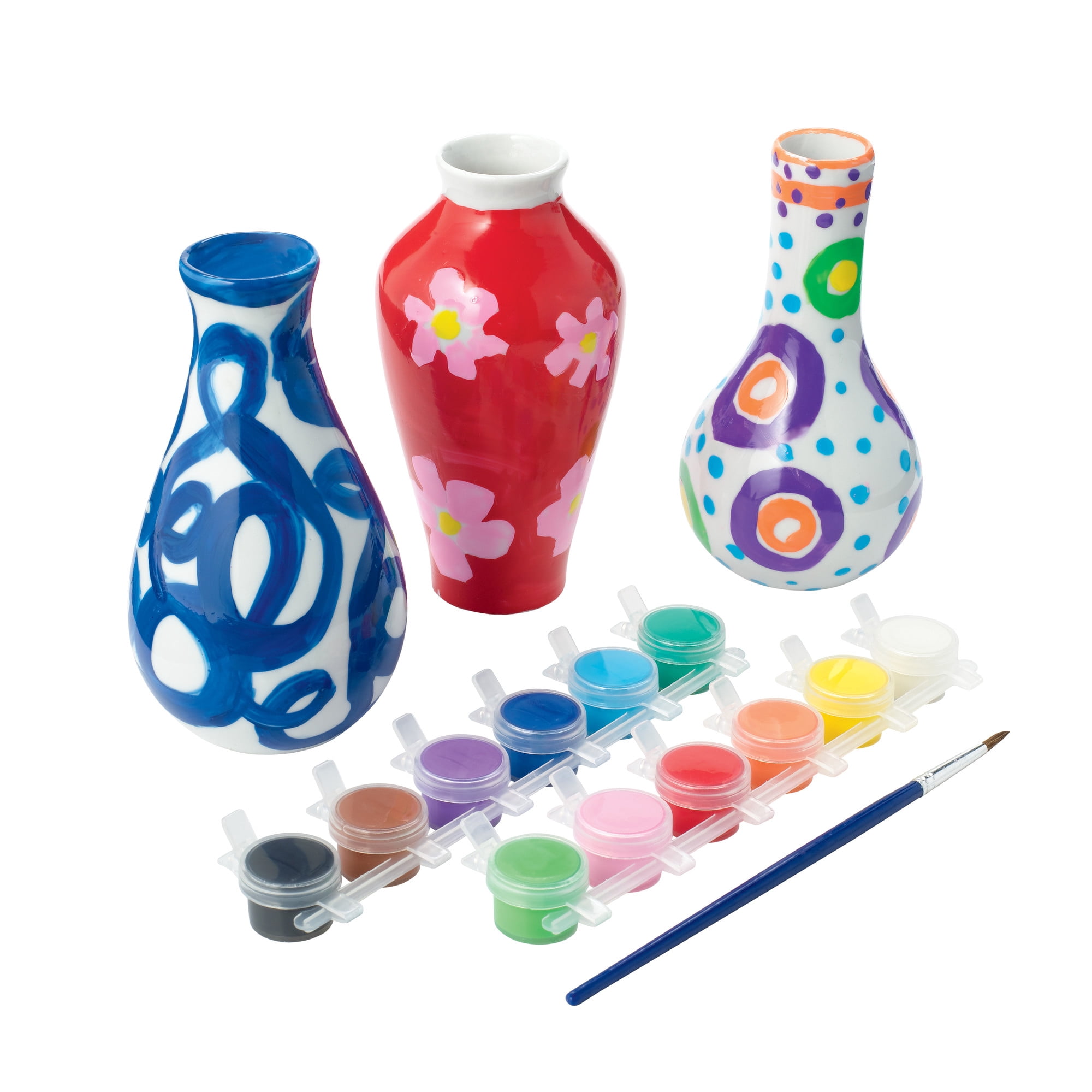 MindWare Paint Your Own Porcelain Vases, DIY Porcelain Vases Set of 3 for Kids