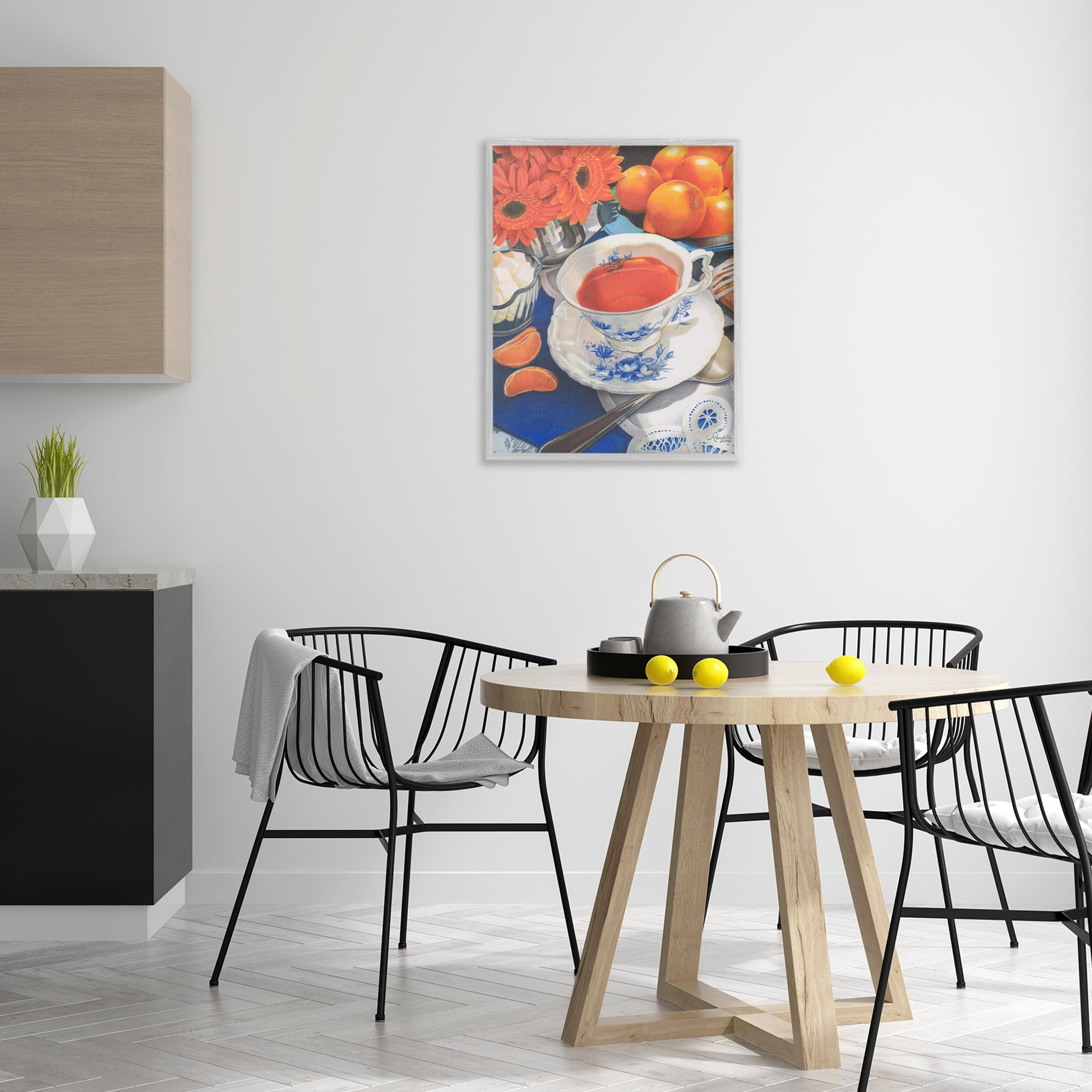 Stupell Industries Citrus Tea Time Food & Beverage Painting Gray Framed Art Print Wall Art, 24 x 30
