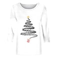 thumbnail image 4 of Meichang Hauts à Manches 3/4 pour Femmes, Col Rond, Imprimé Joyeux Noël, T-Shirts Amples, Pull de Noël, 4 of 4