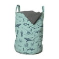 thumbnail image 1 of Nautical Laundry Bag, Vintage Marine Style Pattern with Whale Shark Jellyfish Seahorse, Hamper Basket with Handles Drawstring Closure for Laundromats, 13" x 19", Dark Sky Blue Seafoam, by Ambesonne, 1 of 4
