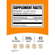 BulkSupplements Beta Alanine Powder - 250 Grams (8.8 oz)