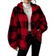thumbnail image 1 of Plaid Jackets for Womens Fleece Fashion Casual Button Turndown Collar Long Sleeve Oversize Jacket Coat, 1 of 1