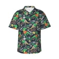 thumbnail image 1 of Balery Dinosaur Plays Soccer Camisas hawaianas de manga corta para hombre, camisas playeras de corte holgado, camisas de vacaciones con botones,Small, 1 of 7