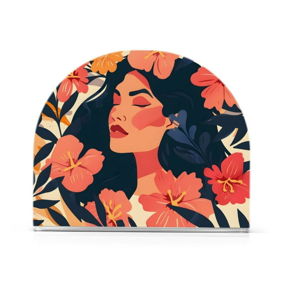 Women Flowers Napkin Holder for Table Clear Napkin Stand Paper Holder Acrylic Organizer Dispenser Napkins for Dinner Kitchen Restaurant Room