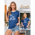 thumbnail image 4 of ZXSXSY Women's Contrast Trim Just Breathe Dandelion Graphic Round Neck Short Sleeve T Shirt, 4 of 7