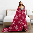 thumbnail image 3 of LNWH Red Winter Snowflake Pattern Throw Blanket, Flannel Sofa Blankets for All Seasons, 60"x50", 3 of 8