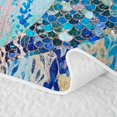 thumbnail image 5 of meiyoeat Sparkle Mermaid Tail Twin Quilt Set for Girls, Ocean Coral Starfish Twin Coverlet Set, Blue Teal, 2-Piece, 5 of 7