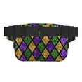 thumbnail image 3 of Lafuoo Mardi Gras Shiny Green Purple Pattern Square Double Layer Waist Bag, Adjustable Buckle Bag Accessories for Men and Women-One Size, 3 of 7