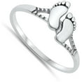 thumbnail image 4 of Bare Foot Feet Print Humility Love Ring .925 Sterling Silver Band Jewelry Female Male Unisex Size 6, 4 of 4
