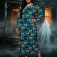 thumbnail image 6 of Stamzod Women's Halloween Nightgown Crew Neck Long Sleeve House Dress Casual Loose Print Plus Size Night Gowns M, 6 of 9