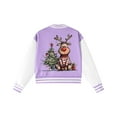 thumbnail image 3 of Staki Christmas Long Cardigan Jacket Kid Kids Baseball Jacket Long Sleeve Chritmas Varsity Jackets for Boys and Girls Buttons Coat(Purple,5-6 Years), 3 of 7