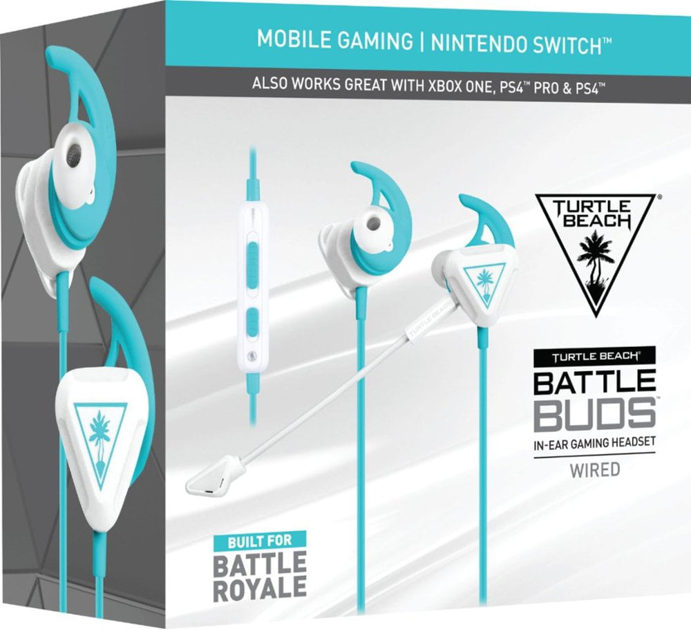 Battle Buds Wired Stereo Gaming Ear Buds White Teal Turtle Beach