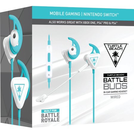 Battle Buds Wired Stereo Gaming Ear Buds, White/Teal, Turtle Beach, 731855040032