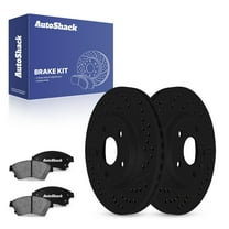 AutoShack 10.87" (276 mm) Front Vented Drilled & Slotted Brake Rotors E-Coated Ceramic Brake Pads | Replacement for 2010-2015 Chevrolet Cruze | Black Finish | 6-PC Brake Kit | NightGuard