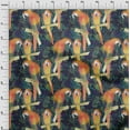 thumbnail image 4 of oneOone Georgette Viscose Orange Fabric Parrot,Monstera Leaves & Floral Quilting Supplies Print Sewing Fabric By The Yard 42 Inch Wide, 4 of 5