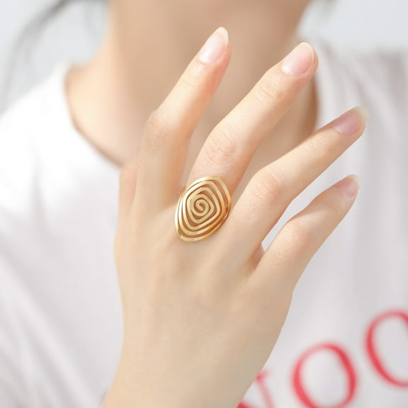 Irregular Swirl Geometric Ring Women 14K Yellow Gold Exaggerated Open Finger Rings 2025 Fashion Jewelry Birthday Gift
